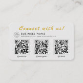 Modern Grau Gold 3 QR Code Multi Social Visitenkarte (Vorderseite)