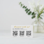 Modern Grau Gold 3 QR Code Multi Social Visitenkarte (Stehend Vorderseite)