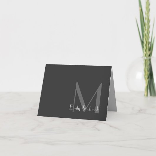 Modern Grau Monogram Dankeschön Karten (Vorderseite)