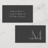 Modern Grau Monogram Registry Insert Cards (Vorne/Hinten)