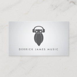 Modern Grau Night Owl Logo DJ, Band, Musiker Visitenkarte