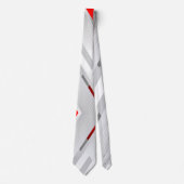 Modern Grau Rot Geometrisch  Krawatte (Vorderseite)