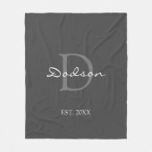 Modern Grau-Script-Monogramm-Name Fleecedecke (Vorderseite)