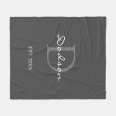 Modern Grau-Script-Monogramm-Name Fleecedecke (Vorderseite (Horizontal))