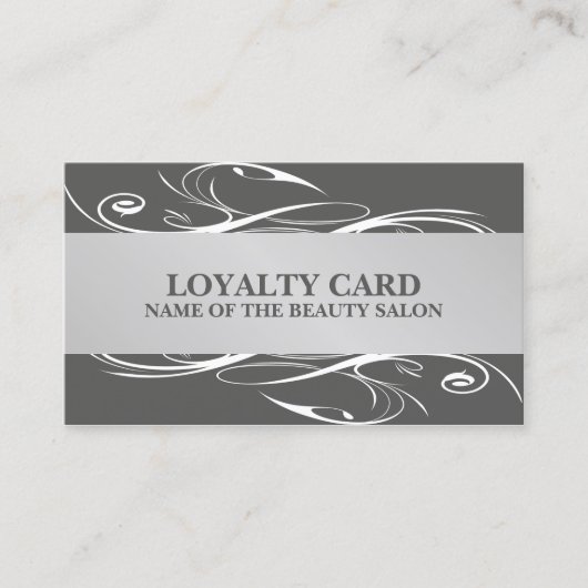 Modern Grau Silver White Pattern Loyalty Card Treuekarte (Vorderseite)