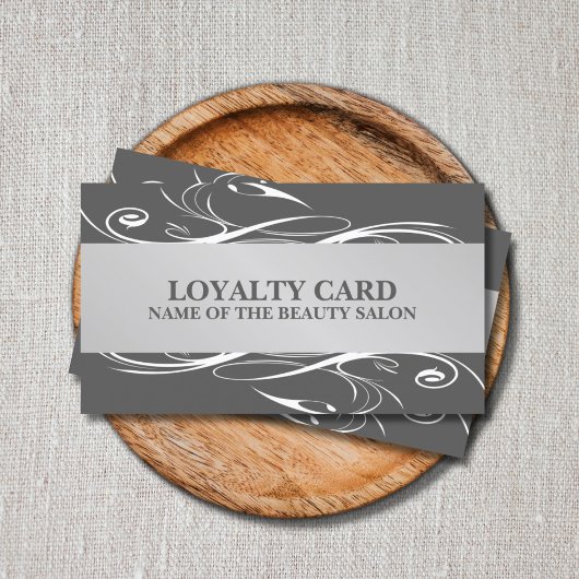 Modern Grau Silver White Pattern Loyalty Card Treuekarte