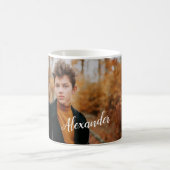 Modern Grau Soccer Sports Foto & Name Kaffeetasse (Mittel)