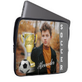 Modern Grau Soccer Sports Foto & Name Laptopschutzhülle (Vorne Rechts)