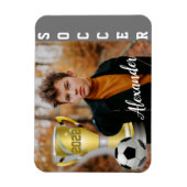 Modern Grau Soccer Sports Foto & Name Magnet (Vertikal)