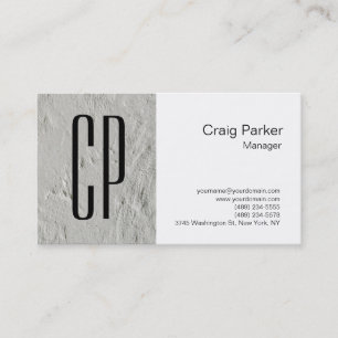 Modern Grau Weiß Minimalistisches Monogramm Profes Visitenkarte