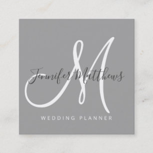 Modern Graue, elegante Script-Signature Monogram-L Quadratische Visitenkarte