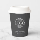 Modern graue Firmenlogo Pappbecher (Vorderseite)
