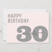Modern Gray and Pink 30. Geburtstag Karte (Vorderseite)