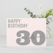 Modern Gray and Pink 30. Geburtstag Karte (Stehend Vorderseite)