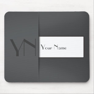 Modern Gray Anthracite Monogram Name - Mousepad