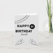 Modern Gray & Black Happy 21. Geburtstag Karte (Vorderseite)