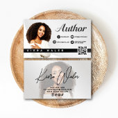Modern Gray, Black & White Author Branding Visitenkarte