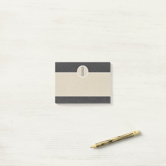 Modern Gray & Brown Kraft Rustic Monogram Initial Post-it Klebezettel (Auf Schreibtisch)