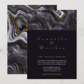 Modern Gray Gold Agate Hochzeit Einladung (Vorne/Hinten)