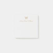 Modern Gray Gold Script Monogram Post-it Klebezettel (Vorderseite)