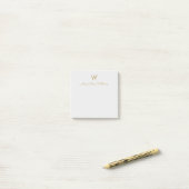 Modern Gray Gold Script Monogram Post-it Klebezettel (Auf Schreibtisch)