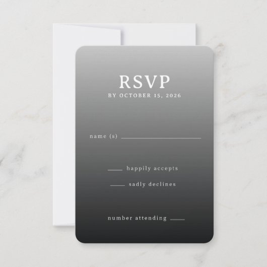 Modern Gray Gradient RSVP Karte (Vorderseite)