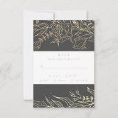 Modern Gray Iron Ore Gold Elegante Pampas Wedding RSVP Karte (Vorderseite)