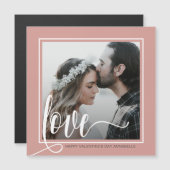 Modern Gray Liebe Script Foto Valentine's Day Magnetkarte (Vorne/Hinten)