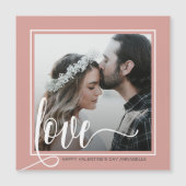 Modern Gray Liebe Script Foto Valentine's Day Magnetkarte (Vorderseite)