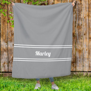 Modern Gray Minimal Name Monogram Script Template Fleecedecke