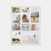 Modern Gray Monochrome Family Foto Collage Fleecedecke (Vorderseite)
