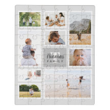 Modern Gray Monochrome Family Foto Collage