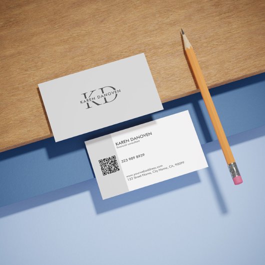 Modern Gray Monogram Professional  Visitenkarte