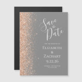 Modern Gray Peach Save Date Magnetic Card Magnetkarte (Vorne/Hinten)