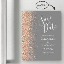 Modern Gray Peach Save Date Magnetic Card Magnetkarte
