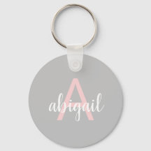 Modern Gray Pink Stylish Monogram Name and Initial