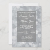 Modern Gray Silver Bokeh Hochzeit Einladung (Vorderseite)