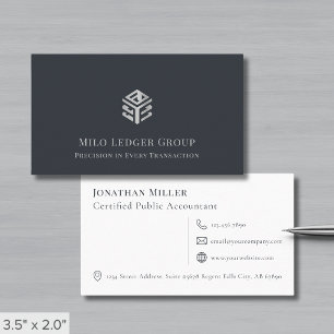 Modern Gray Silver Geometric Logo Visitenkarte