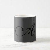 Modern Gray Simple Monogram Add your name Initial Kaffeetasse (Mittel)