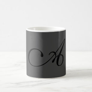 Modern Gray Simple Monogram Add your name Initial Kaffeetasse