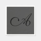 Modern Gray Simple Monogram Add your name Initial Serviette (Vorderseite)