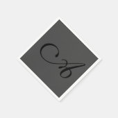 Modern Gray Simple Monogram Add your name Initial Serviette (Ecke)