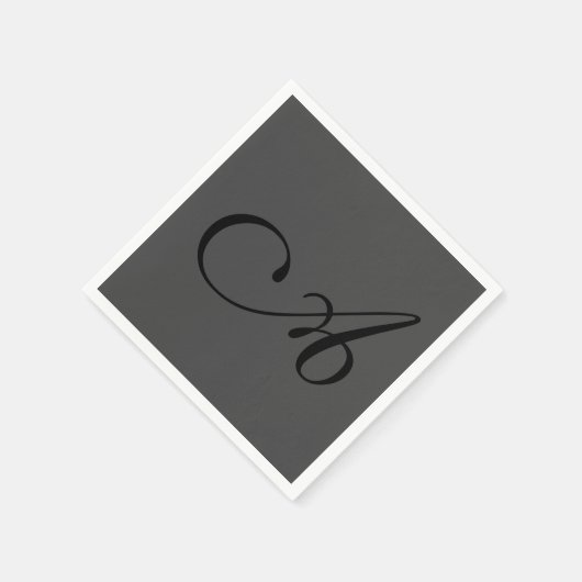 Modern Gray Simple Monogram Add your name Initial Serviette (Ecke)