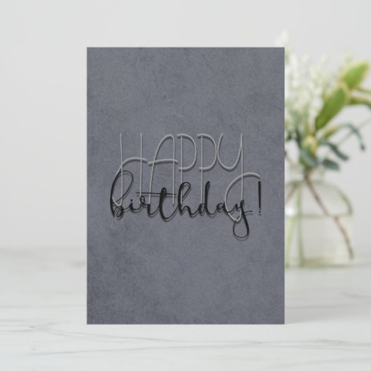 Modern gray stylish Textured Birthday (Stehend Vorderseite)