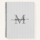 Modern Gray & White Stripes Monogram Name Notizblock (Vorderseite)