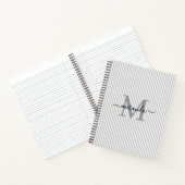 Modern Gray & White Stripes Monogram Name Notizblock (Innenseite)