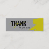 Modern Gray Yellow Scripte Vielen Dank Mini Visitenkarte (Vorderseite)