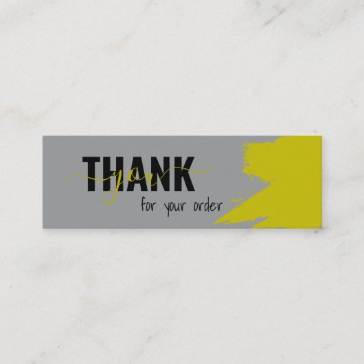 Modern Gray Yellow Scripte Vielen Dank Mini Visitenkarte (Vorderseite)