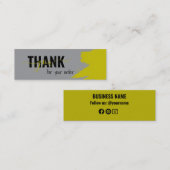 Modern Gray Yellow Scripte Vielen Dank Mini Visitenkarte (Vorne/Hinten)