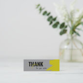 Modern Gray Yellow Scripte Vielen Dank Mini Visitenkarte (Stehend Vorderseite)